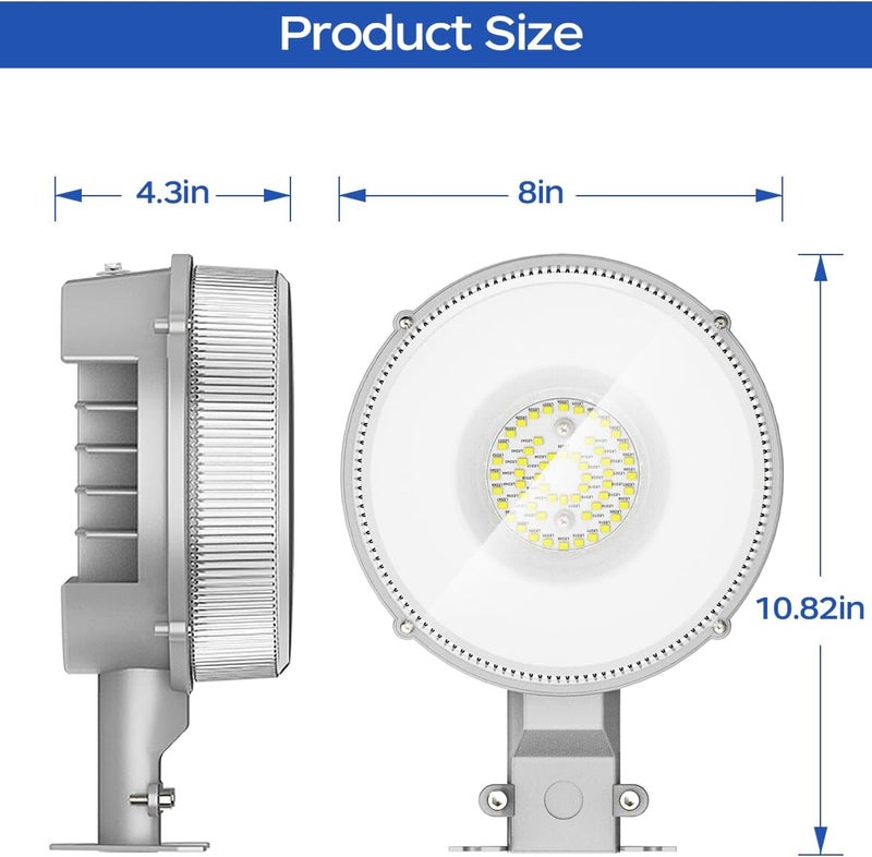 CINOTON LED Barn Light, 70W 8400LM Dusk to Dawn Outdoor Security Light, UL Listed 120V Home-Optimized, IP65 Waterproof Aluminum Housing Outside Flood Light for Yard, Garages, 5000K Daylight, Silver - Image 5